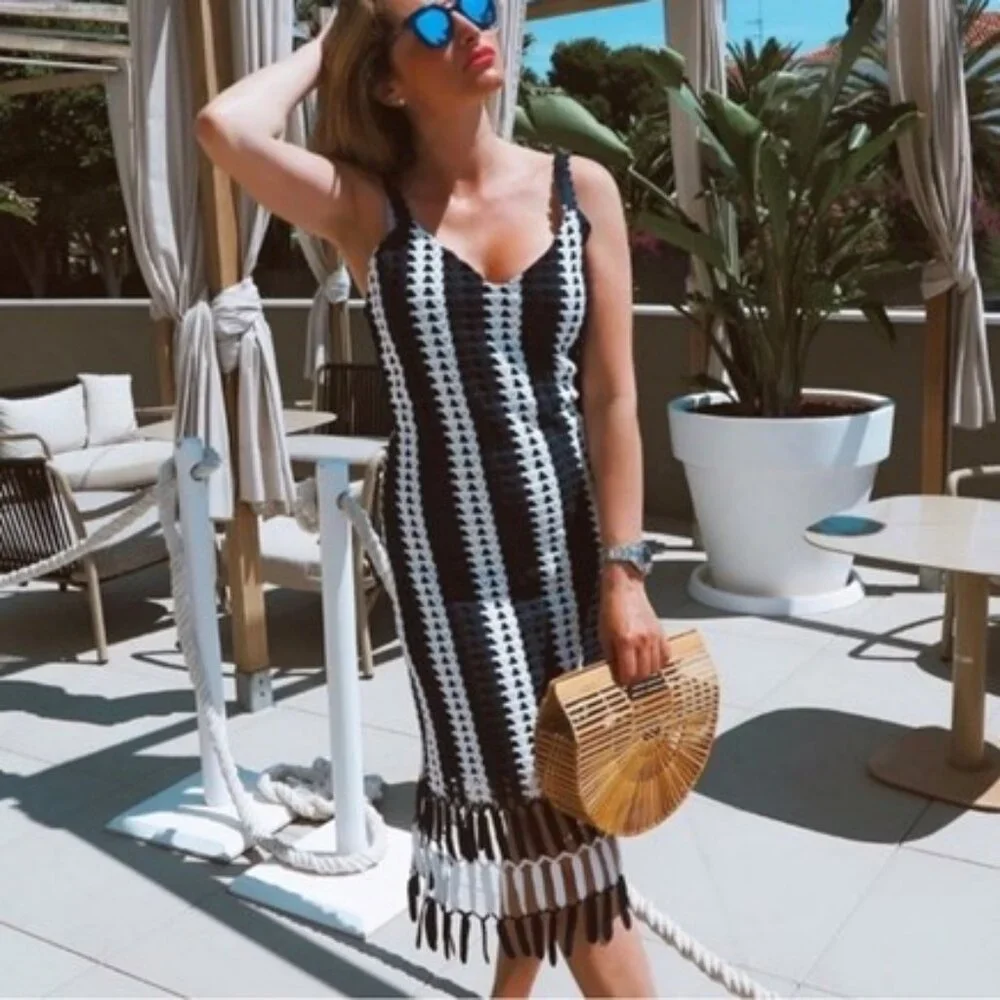 zara striped crochet dress Zara | Dresses | Zara Navy Striped Crochet Midi Dress Blogger Fave